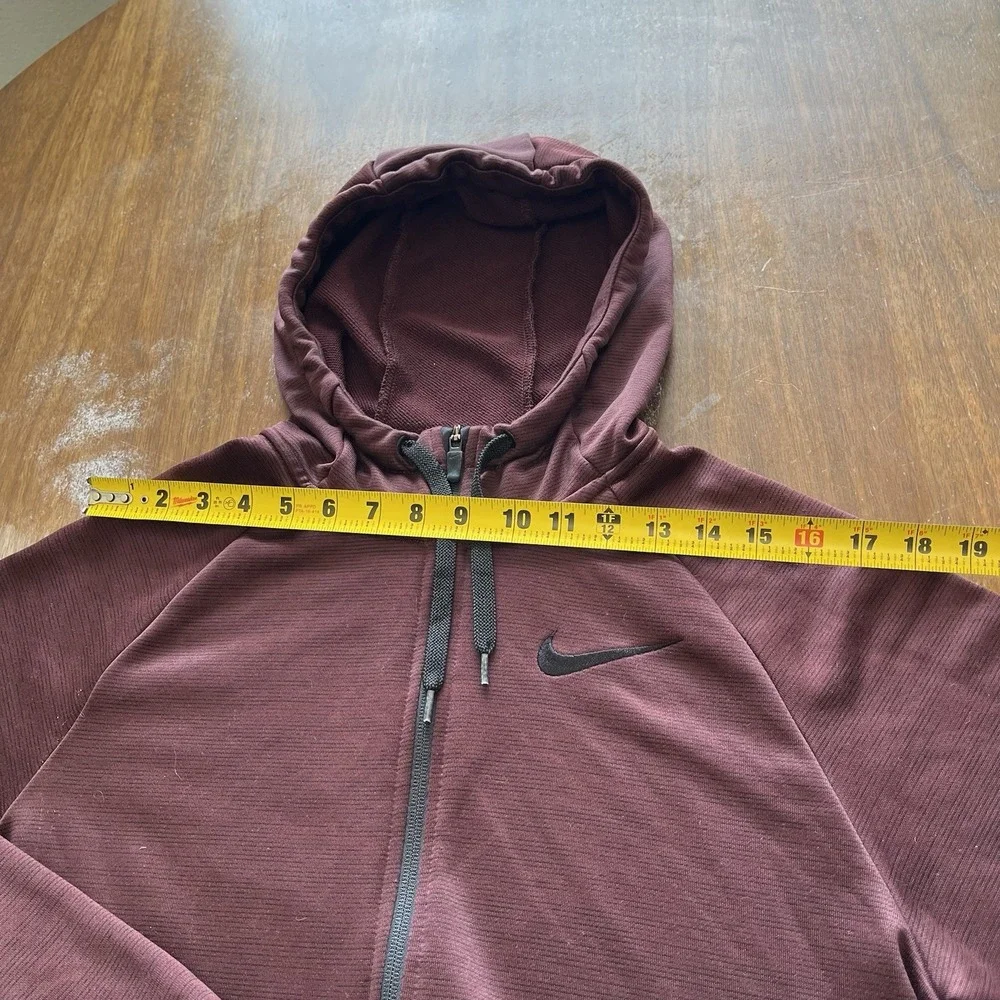 Nike Dri-FIT Hoodie Men M Red Burgundy Full Zip Fleece Training 860465-655